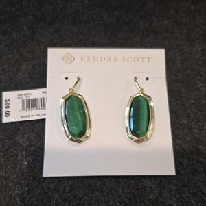 Kendra Scott Emerald Green and Gold Earrings